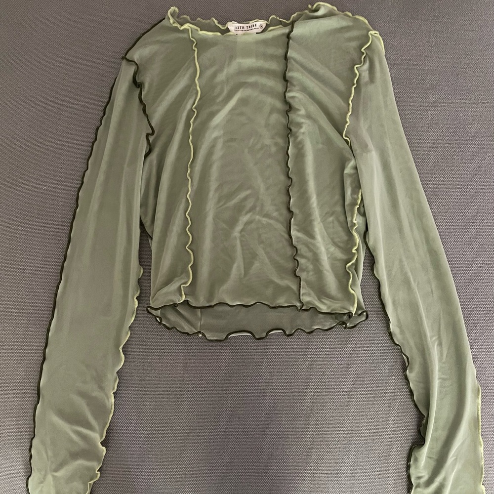12th Tribe mesh crop top in green